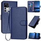 For Xiaomi 12T / 12T Pro / Redmi K50 Ultra YX0070 Carbon Fiber Buckle Leather Phone Case with Lanyard(Royal Blue) - 1
