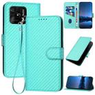 For Xiaomi Redmi 10C / 10 Power YX0070 Carbon Fiber Buckle Leather Phone Case with Lanyard(Light Blue) - 1