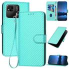 For Xiaomi Redmi 10A 4G YX0070 Carbon Fiber Buckle Leather Phone Case with Lanyard(Light Blue) - 1