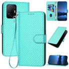 For Xiaomi 11T / 11T Pro YX0070 Carbon Fiber Buckle Leather Phone Case with Lanyard(Light Blue) - 1