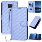 For Xiaomi Redmi Note 9 4G / 10X 4G YX0070 Carbon Fiber Buckle Leather Phone Case with Lanyard(Light Purple) - 1