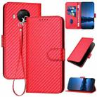 For Xiaomi 10T Lite 5G YX0070 Carbon Fiber Buckle Leather Phone Case with Lanyard(Red) - 1