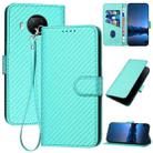 For Xiaomi 10T Lite 5G YX0070 Carbon Fiber Buckle Leather Phone Case with Lanyard(Light Blue) - 1