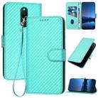 For Xiaomi Redmi 8 YX0070 Carbon Fiber Buckle Leather Phone Case with Lanyard(Light Blue) - 1