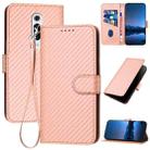 For Xiaomi Redmi K20 YX0070 Carbon Fiber Buckle Leather Phone Case with Lanyard(Pink) - 1