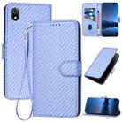 For Xiaomi Redmi 7A YX0070 Carbon Fiber Buckle Leather Phone Case with Lanyard(Light Purple) - 1