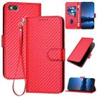 For Xiaomi Redmi Go YX0070 Carbon Fiber Buckle Leather Phone Case with Lanyard(Red) - 1