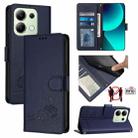 For Xiaomi Redmi Note 13 4G Global Cat Rat Embossed Pattern RFID Leather Phone Case with Lanyard(Blue) - 1