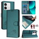 For Xiaomi Redmi Note 13 5G Global Cat Rat Embossed Pattern RFID Leather Phone Case with Lanyard(Peacock Green) - 1