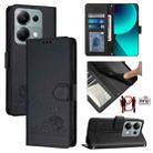 For Xiaomi Redmi Note 13 Pro 4G Global Cat Rat Embossed Pattern RFID Leather Phone Case with Lanyard(Black) - 1