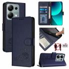 For Xiaomi Redmi Note 13 Pro 4G Global Cat Rat Embossed Pattern RFID Leather Phone Case with Lanyard(Blue) - 1