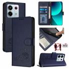 For Xiaomi Redmi Note 13 Pro 5G Global Cat Rat Embossed Pattern RFID Leather Phone Case with Lanyard(Blue) - 1