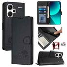 For Xiaomi Redmi Note 13 Pro+ 5G Global Cat Rat Embossed Pattern RFID Leather Phone Case with Lanyard(Black) - 1