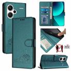 For Xiaomi Redmi Note 13 Pro+ 5G Global Cat Rat Embossed Pattern RFID Leather Phone Case with Lanyard(Peacock Green) - 1