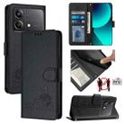 For Xiaomi POCO X6 Neo 5G Global Cat Rat Embossed Pattern RFID Leather Phone Case with Lanyard(Black) - 1