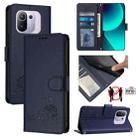 For Xiaomi Mi 11 Pro Cat Rat Embossed Pattern RFID Leather Phone Case with Lanyard(Blue) - 1