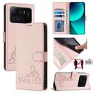 For Xiaomi Mi 11 Ultra Cat Rat Embossed Pattern RFID Leather Phone Case with Lanyard(Pink) - 1