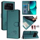 For Xiaomi Mi 11 Ultra Cat Rat Embossed Pattern RFID Leather Phone Case with Lanyard(Peacock Green) - 1