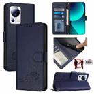 For Xiaomi 13 Lite 5G Global / CIVI 2 Cat Rat Embossed Pattern RFID Leather Phone Case with Lanyard(Blue) - 1