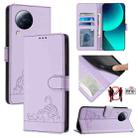 For Xiaomi CIVI 3 5G Cat Rat Embossed Pattern RFID Leather Phone Case with Lanyard(Purple) - 1