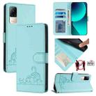 For Xiaomi CIVI / CIVI 1S Cat Rat Embossed Pattern RFID Leather Phone Case with Lanyard(Mint Green) - 1