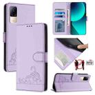 For Xiaomi CIVI / CIVI 1S Cat Rat Embossed Pattern RFID Leather Phone Case with Lanyard(Purple) - 1