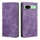 For Google Pixel 8a RFID Anti-theft Brush Magnetic Leather Phone Case(Purple) - 1