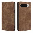 For Google Pixel 9 RFID Anti-theft Brush Magnetic Leather Phone Case(Brown) - 1