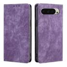 For Google Pixel 9 RFID Anti-theft Brush Magnetic Leather Phone Case(Purple) - 1