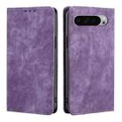 For Google Pixel 9 Pro XL RFID Anti-theft Brush Magnetic Leather Phone Case(Purple) - 1