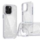 For iPhone 15 Pro Max Two-color Glitter Powder Lens Holder Magsafe Phone Case(White) - 1