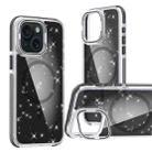 For iPhone 14 Plus Two-color Glitter Powder Lens Holder Magsafe Phone Case(Black) - 1