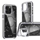 For iPhone 14 Pro Two-color Glitter Powder Lens Holder Magsafe Phone Case(Black) - 1