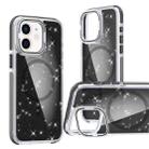 For iPhone 12 Two-color Glitter Powder Lens Holder Magsafe Phone Case(Black) - 1