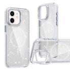 For iPhone 12 Two-color Glitter Powder Lens Holder Magsafe Phone Case(White) - 1