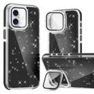For iPhone 16 Two-color Glitter Powder Lens Holder Magsafe Phone Case(Black) - 1