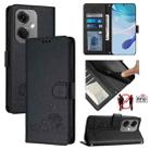 For OnePlus Nord CE3 5G India Cat Rat Embossed Pattern RFID Leather Phone Case with Lanyard(Black) - 1