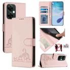 For OnePlus Nord N30 Cat Rat Embossed Pattern RFID Leather Phone Case with Lanyard(Pink) - 1