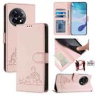 For OnePlus 11R 5G Global Cat Rat Embossed Pattern RFID Leather Phone Case with Lanyard(Pink) - 1