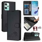 For OnePlus Nord CE 2 Lite Cat Rat Embossed Pattern RFID Leather Phone Case with Lanyard(Black) - 1