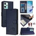 For OnePlus Nord CE 2 Lite Cat Rat Embossed Pattern RFID Leather Phone Case with Lanyard(Blue) - 1