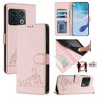 For OnePlus 10 Pro 5G Cat Rat Embossed Pattern RFID Leather Phone Case with Lanyard(Pink) - 1