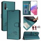 For OnePlus Nord CE 5G Cat Rat Embossed Pattern RFID Leather Phone Case with Lanyard(Peacock Green) - 1