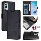 For OnePlus Nord 2 Cat Rat Embossed Pattern RFID Leather Phone Case with Lanyard(Black) - 1