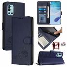 For OnePlus 9R / 8T Cat Rat Embossed Pattern RFID Leather Phone Case with Lanyard(Blue) - 1