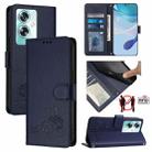 For OnePlus Nord N30 SE 5G Cat Rat Embossed Pattern RFID Leather Phone Case with Lanyard(Blue) - 1