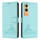 For OnePlus Nord CE4 Lite Cat Rat Embossed Pattern RFID Leather Phone Case with Lanyard(Mint Green) - 2