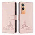 For OnePlus Nord CE4 Lite Cat Rat Embossed Pattern RFID Leather Phone Case with Lanyard(Pink) - 2