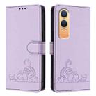 For OnePlus Nord CE4 Lite Cat Rat Embossed Pattern RFID Leather Phone Case with Lanyard(Purple) - 2