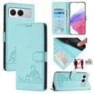 For OnePlus Nord 4 5G Cat Rat Embossed Pattern RFID Leather Phone Case with Lanyard(Mint Green) - 1